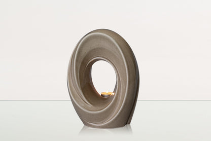 Handmade Cremation Urn for Ashes "The Passage" - Large Urn | Beige Grey | Ceramic - Pulvis Art Urns