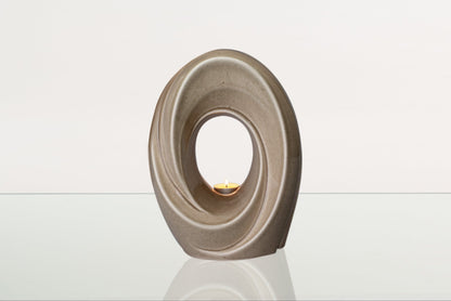 Handmade Cremation Urn for Ashes "The Passage" - Large Urn | Beige Grey | Ceramic - Pulvis Art Urns