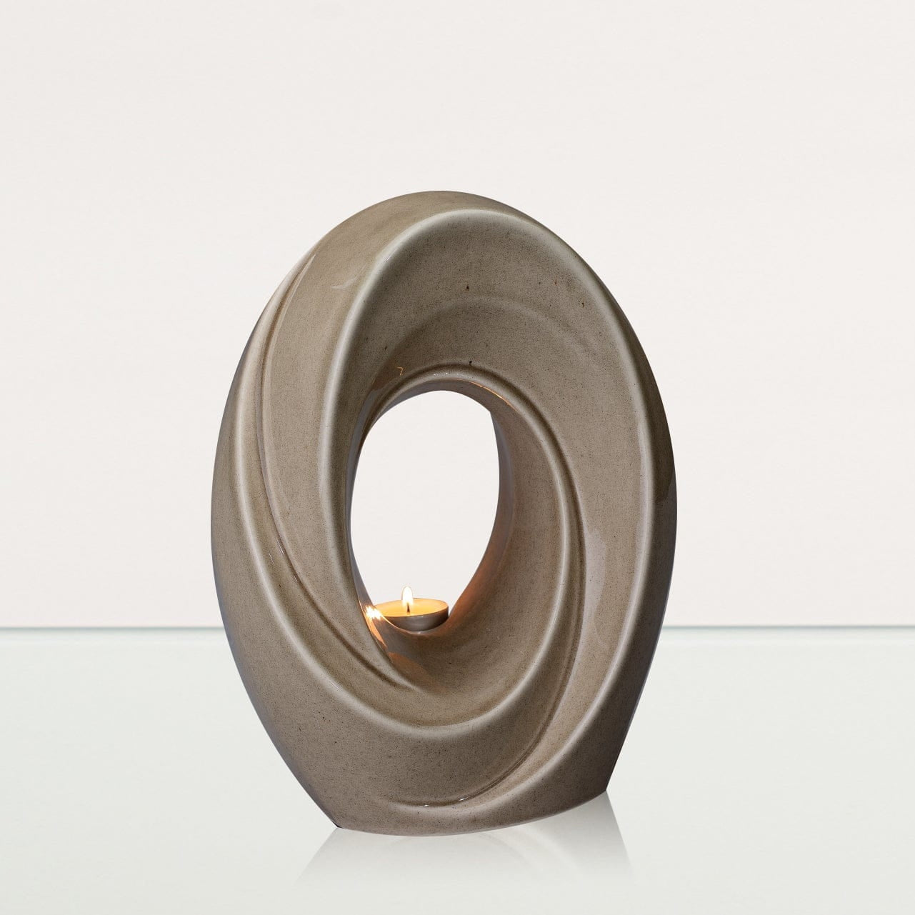 Handmade Cremation Urn for Ashes "The Passage" - Large Urn | Beige Grey | Ceramic - Pulvis Art Urns