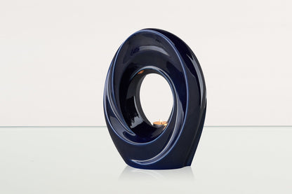 Handmade Cremation Urn for Ashes "The Passage" - Large Urn | Cobalt Metallic | Ceramic - Pulvis Art Urns