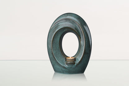 Handmade Cremation Urn for Ashes "The Passage" - Large Urn | Oily Green Melange - Pulvis Art Urns