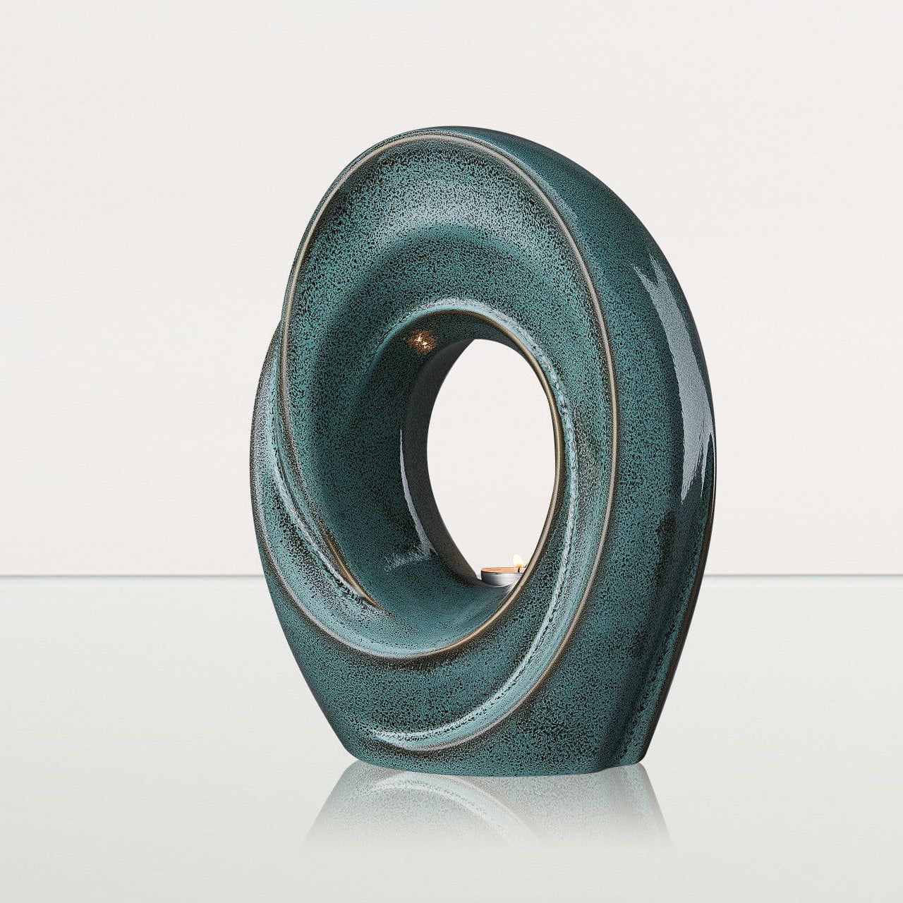 Handmade Cremation Urn for Ashes "The Passage" - Large Urn | Oily Green Melange - Pulvis Art Urns