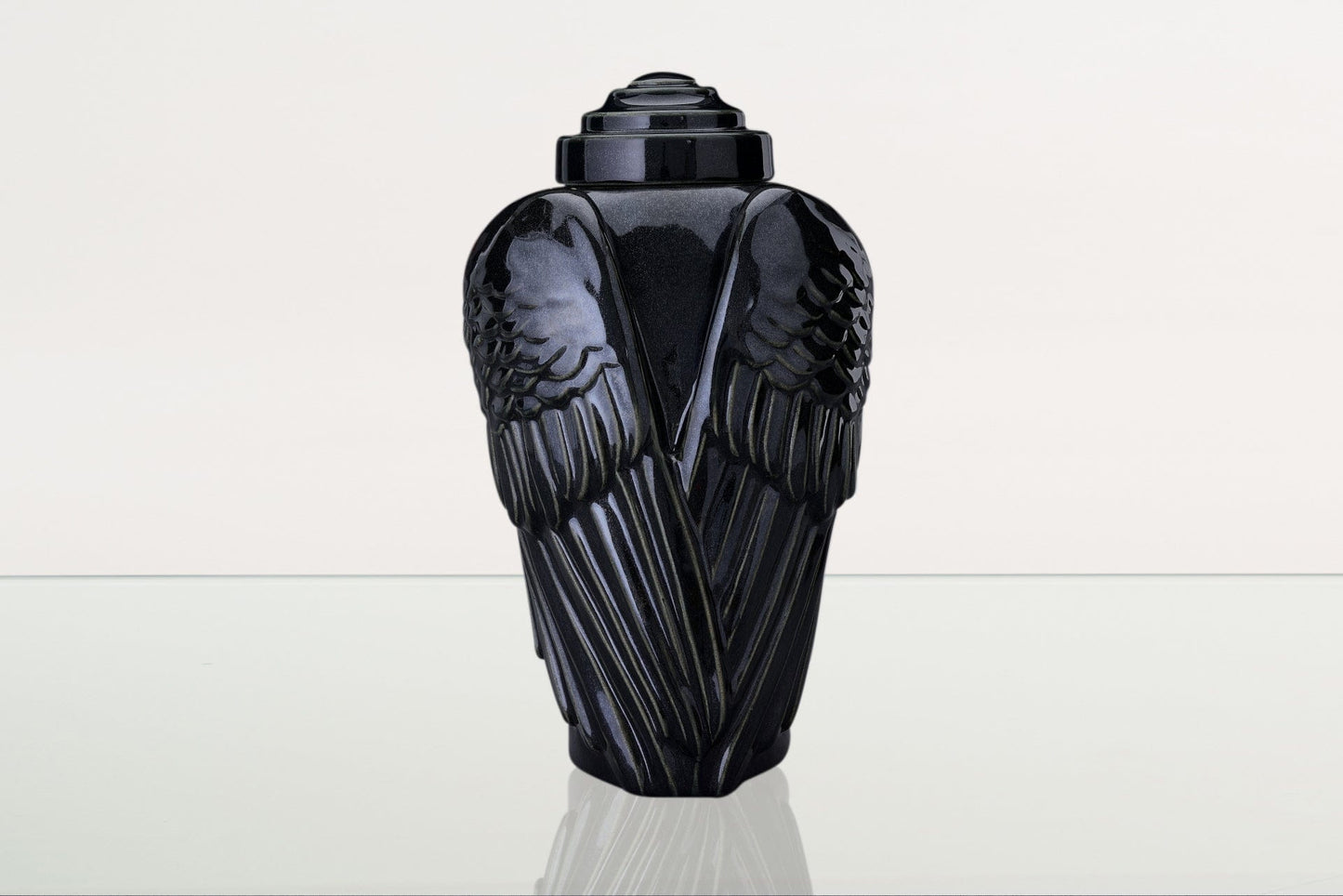 
                  
                    Pulvis Art Urns Adult Size Urn Handmade Cremation Urn for Ashes "Wings" - Large | Black Gloss | Ceramic Urn
                  
                