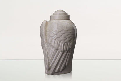 Handmade Cremation Urn for Ashes "Wings" - Large | Craquelure | Ceramic Urn - Pulvis Art Urns