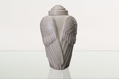 Handmade Cremation Urn for Ashes "Wings" - Large | Craquelure | Ceramic Urn - Pulvis Art Urns