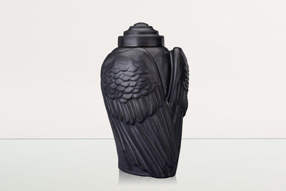 Handmade Cremation Urn for Ashes "Wings" - Large | Dark Matte | Ceramic Art Urn - Pulvis Art Urns