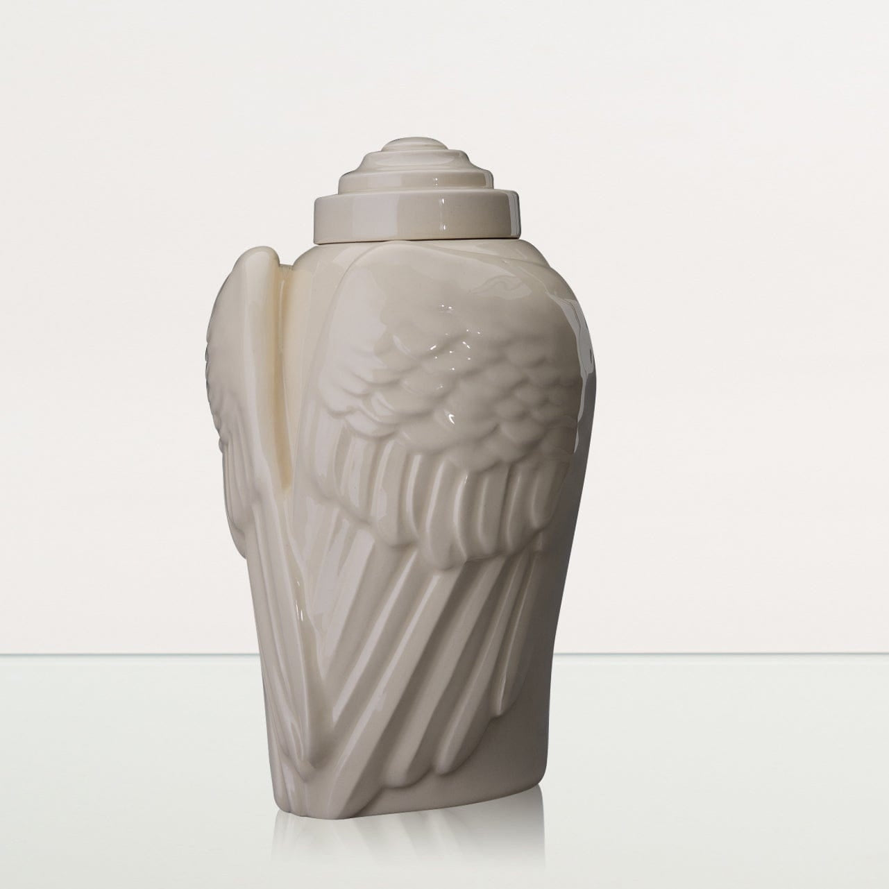 Handmade Cremation Urn for Ashes "Wings" - Large | Off-white | Ceramic Urn - Pulvis Art Urns