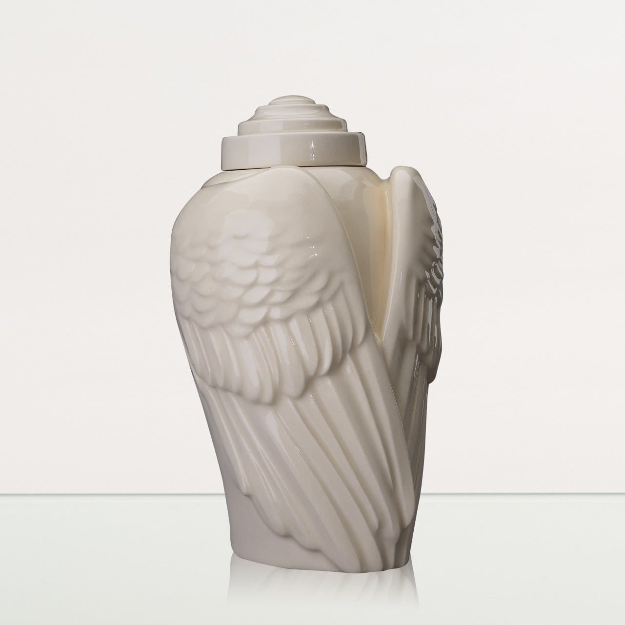 Handmade Cremation Urn for Ashes "Wings" - Large | Off-white | Ceramic Urn - Pulvis Art Urns