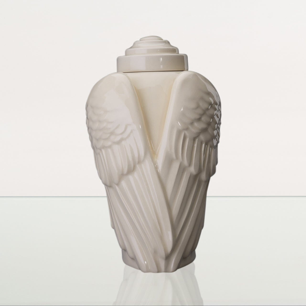 Handmade Cremation Urn for Ashes "Wings" - Large | Off-white | Ceramic Urn - Pulvis Art Urns