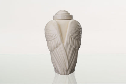 Handmade Cremation Urn for Ashes "Wings" - Large | Off-white | Ceramic Urn - Pulvis Art Urns