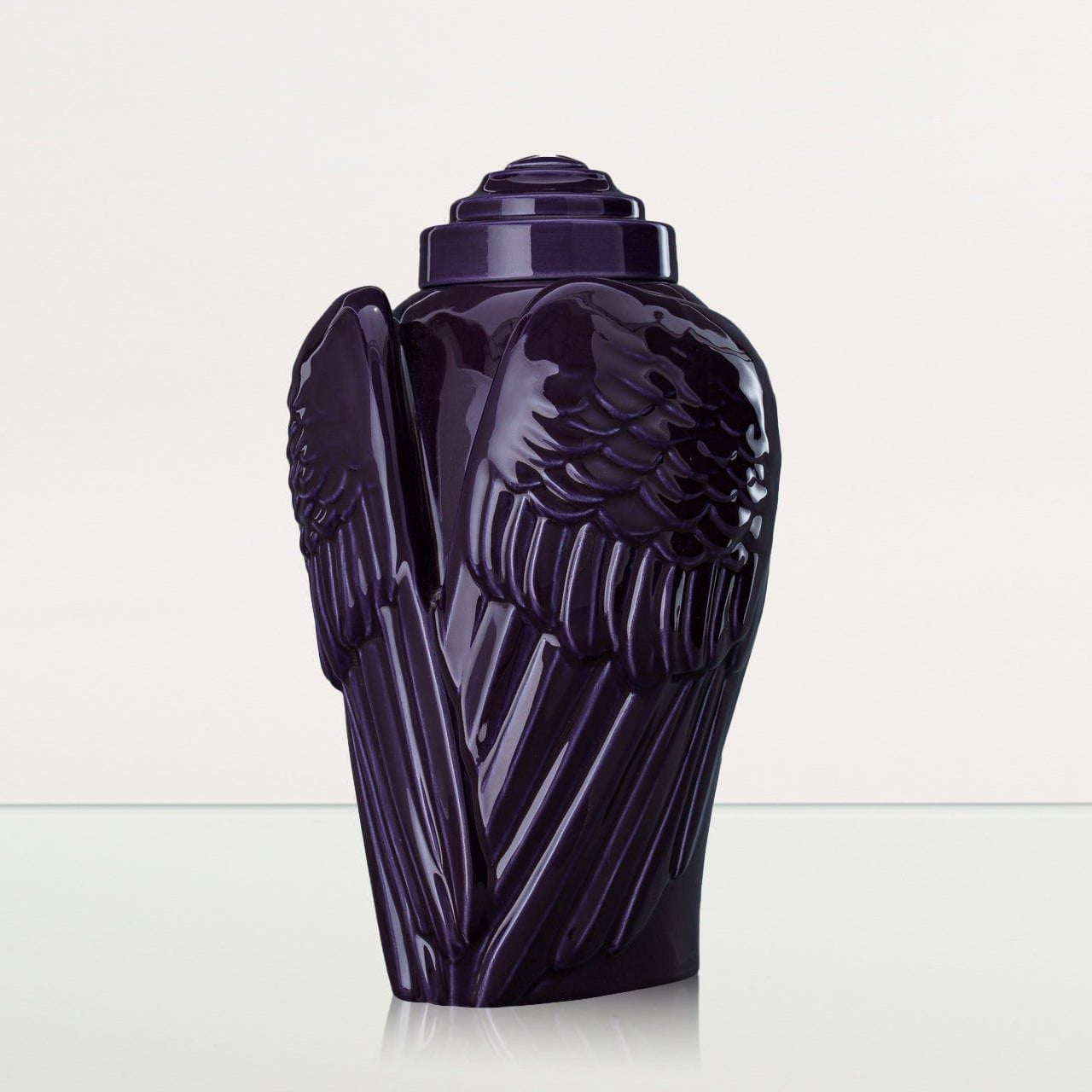 Handmade Cremation Urn for Ashes "Wings" - Large | Violet | Ceramic Urn - Pulvis Art Urns