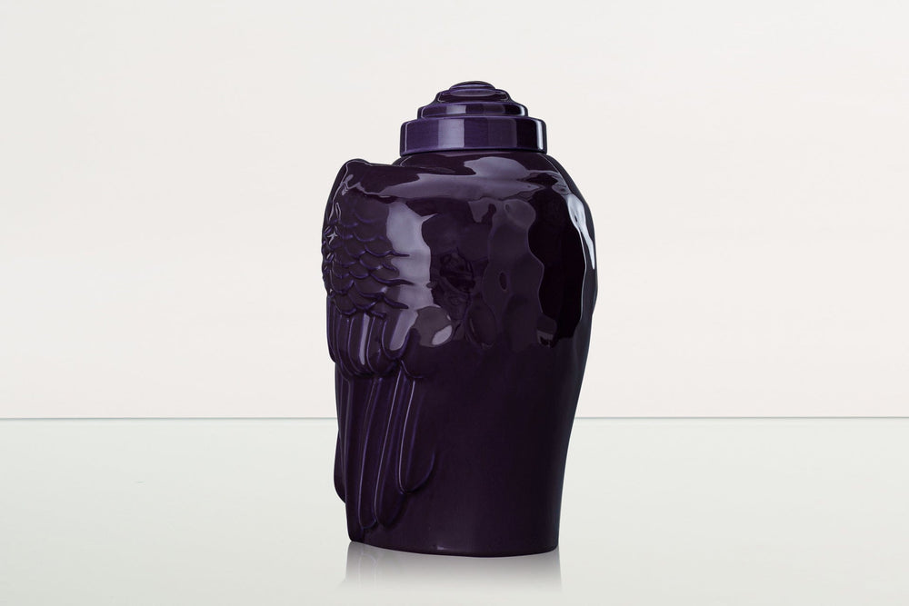 Pulvis Art Urns Adult Size Urn Handmade Cremation Urn for Ashes "Wings" - Large | Violet | Ceramic Urn