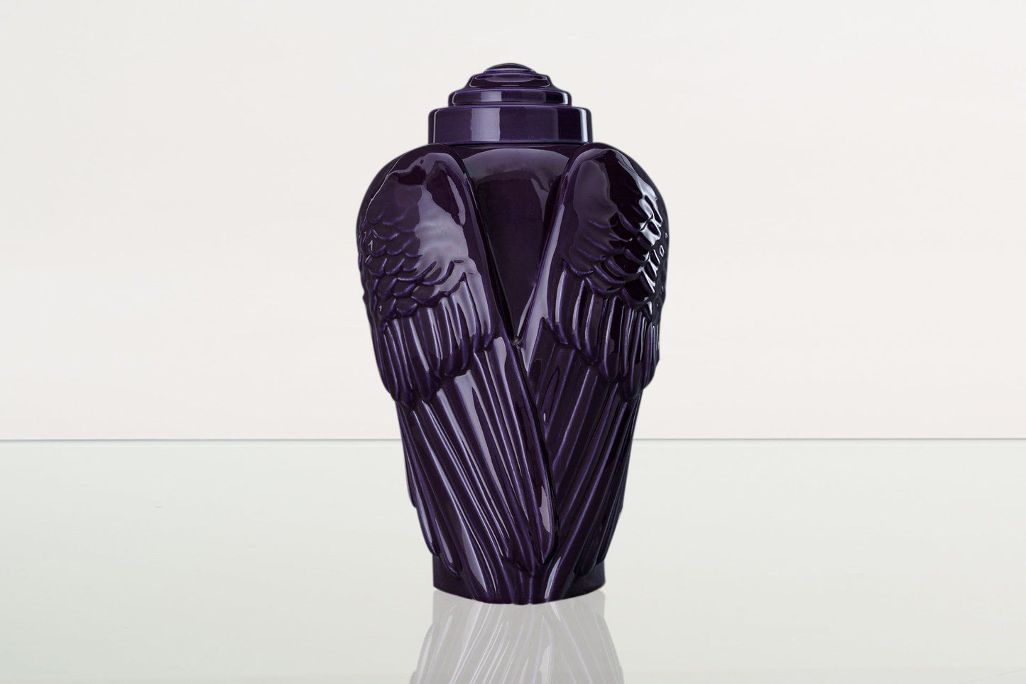 Pulvis Art Urns Adult Size Urn Handmade Cremation Urn for Ashes "Wings" - Large | Violet | Ceramic Urn