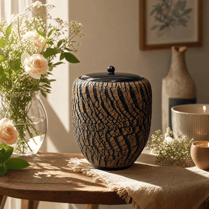 Pulvis Art Urns Adult Size Urn Handmade Cremation Urn "Halo" - Large | Pottery Wheel Urn