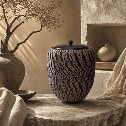 Pulvis Art Urns Adult Size Urn Handmade Cremation Urn "Halo" - Large | Pottery Wheel Urn
