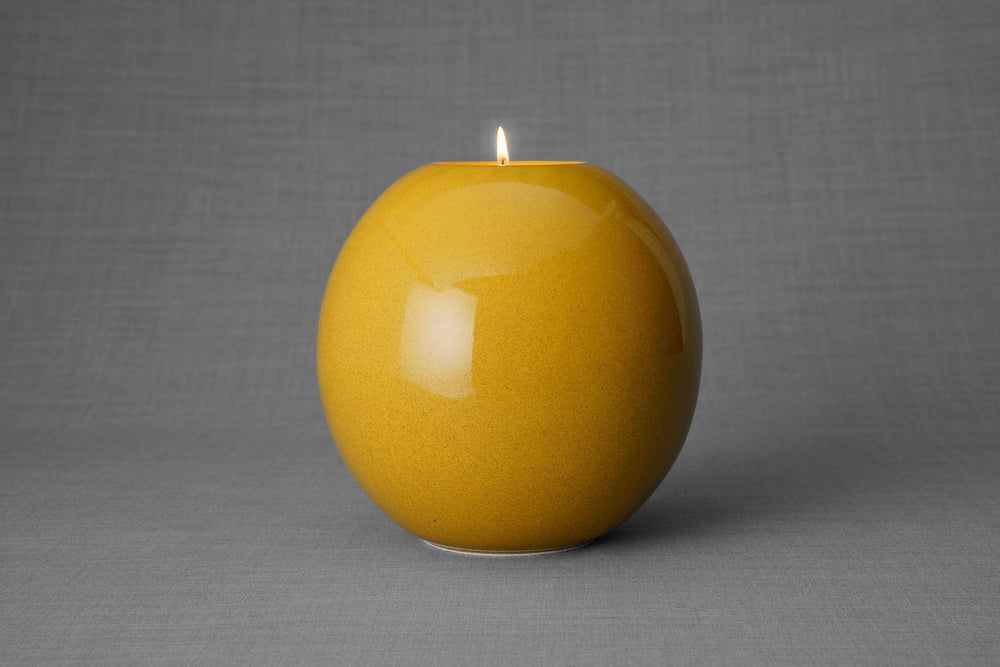 Pulvis Art Urns Adult Size Urn Handmade Cremation Urn "Harmony" - Large | Amber Yellow | Ceramic