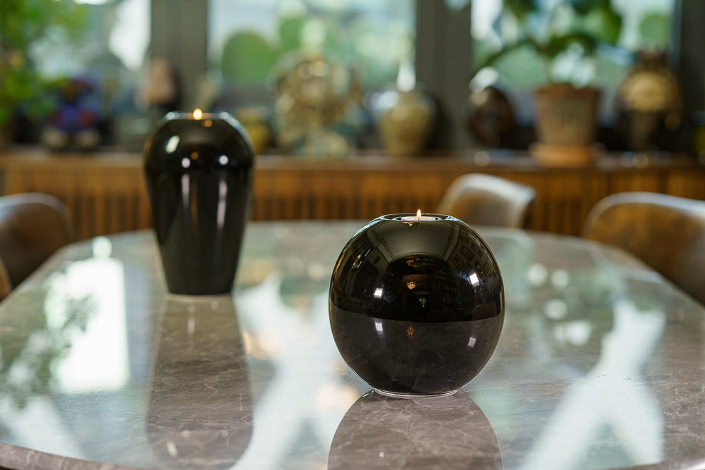 Pulvis Art Urns Adult Size Urn Handmade Cremation Urn "Harmony" - Large | Lamp Black | Ceramic