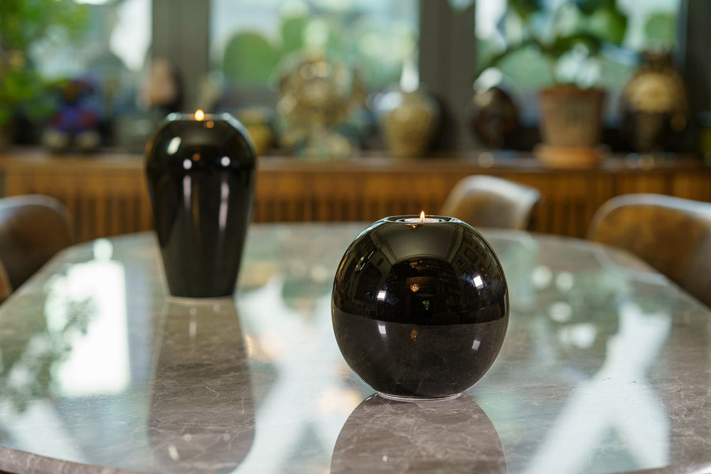 
                  
                    Pulvis Art Urns Adult Size Urn Handmade Cremation Urn "Harmony" - Large | Lamp Black | Ceramic
                  
                