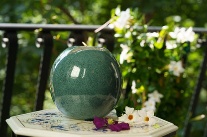 Handmade Cremation Urn "Harmony" - Large | Oily Green Melange | Ceramic Urn - Pulvis Art Urns