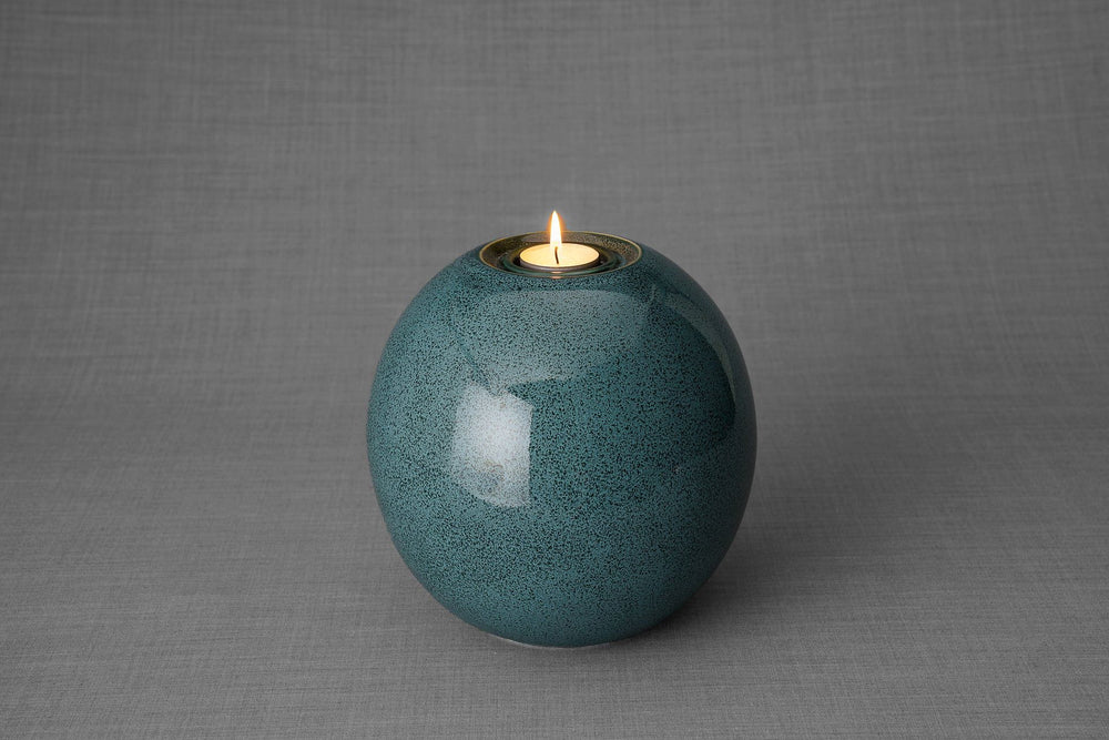 Pulvis Art Urns Adult Size Urn Handmade Cremation Urn "Harmony" - Large | Oily Green Melange | Ceramic