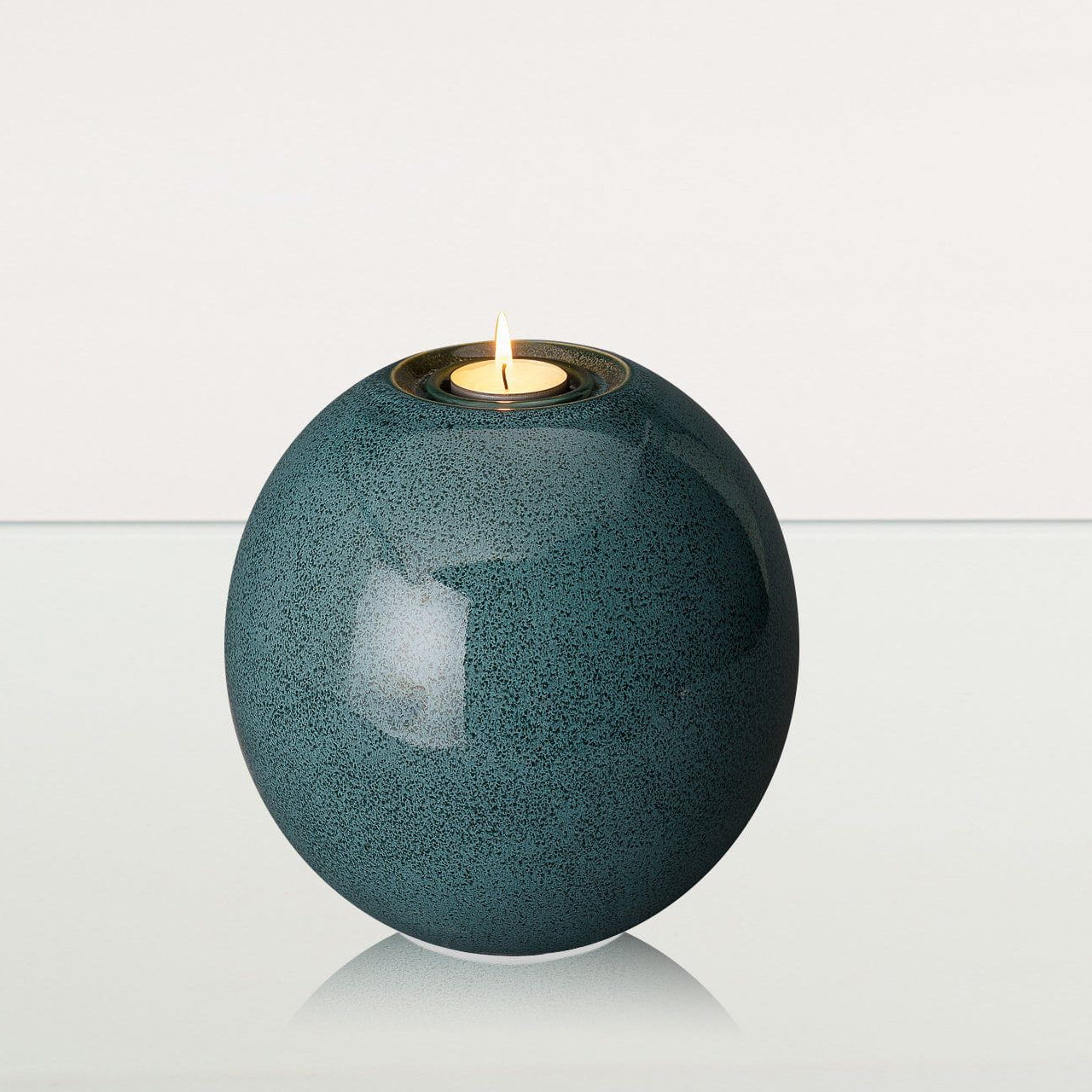 Handmade Cremation Urn "Harmony" - Large | Oily Green Melange | Ceramic Urn - Pulvis Art Urns