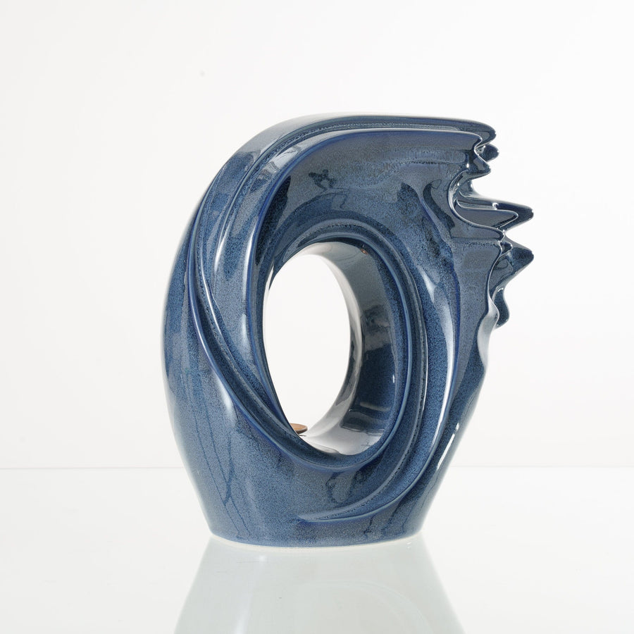 Urna artesanal "Zephyr" - Cerámica | Azul melange
