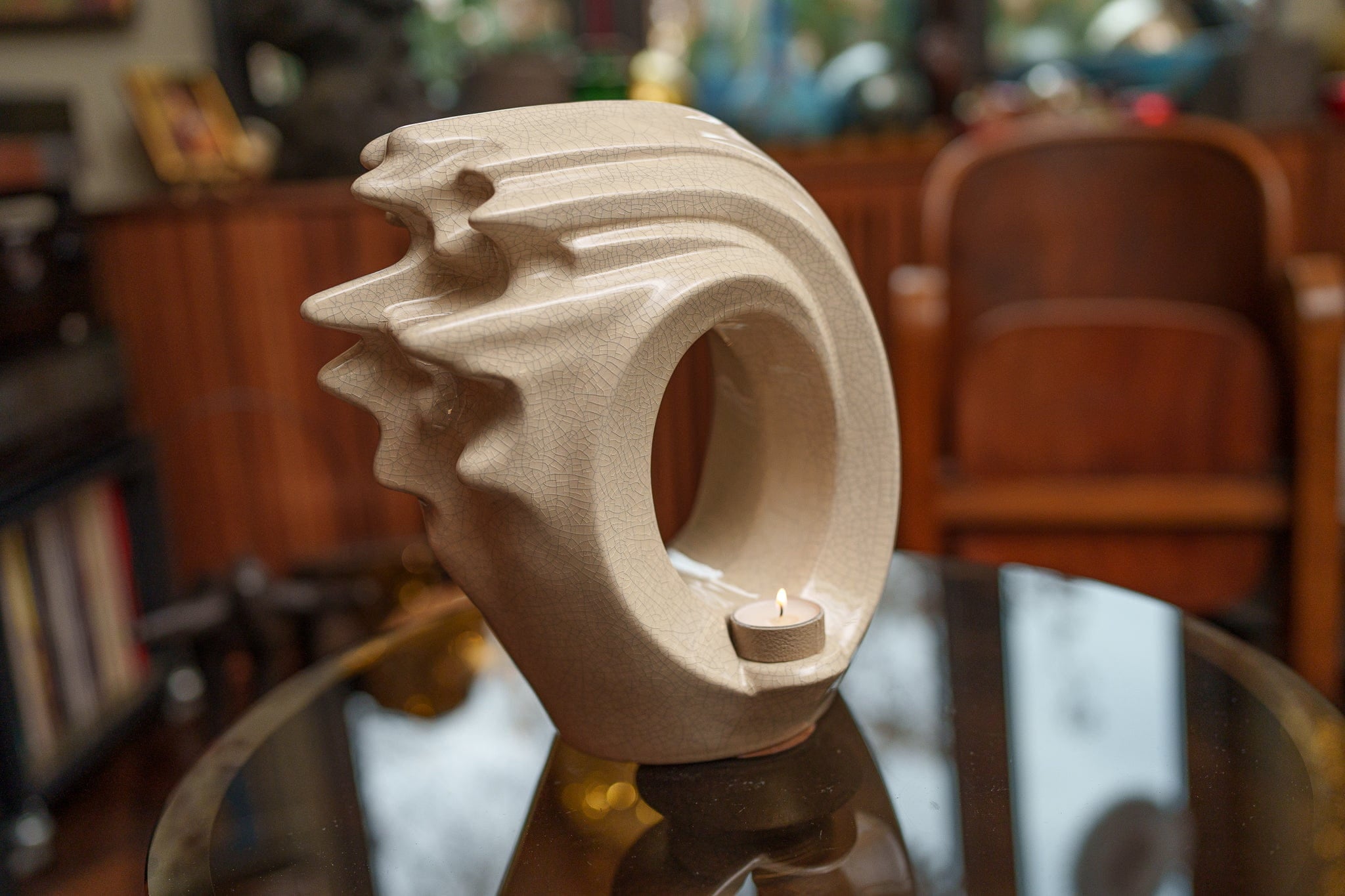 Pulvis Art Urns Adult Size Urn Handmade Cremation Urn "Zephyr" - Adult Ceramic Urn | Craquelure