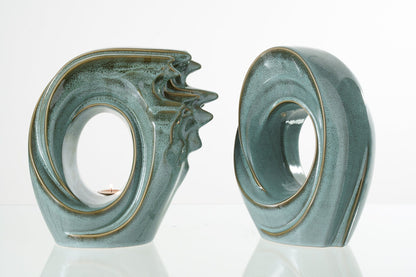 Pulvis Art Urns Adult Size Urn Handmade Cremation Urn "Zephyr" - Adult Ceramic Urn | Oily Green Melange