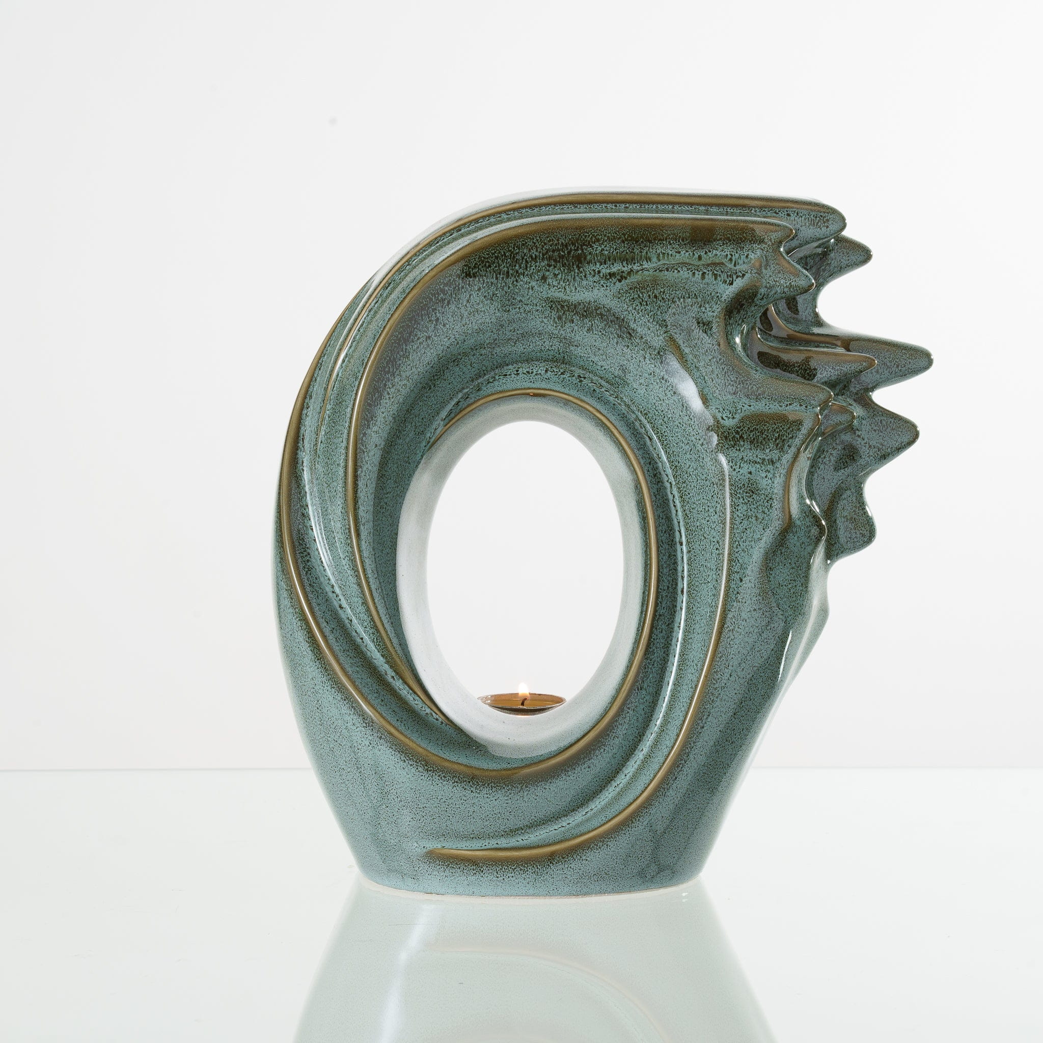 Pulvis Art Urns Adult Size Urn Handmade Cremation Urn "Zephyr" - Adult Ceramic Urn | Oily Green Melange