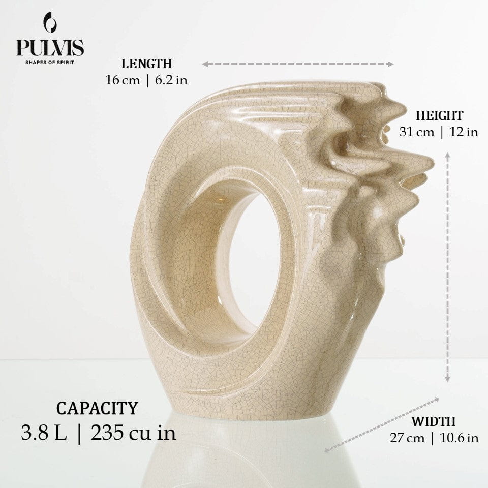 Pulvis Art Urns Adult Size Urn Handmade Cremation Urn "Zephyr" - Adult Ceramic Urn | Oily Green Melange