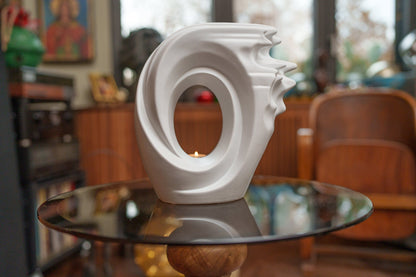 Pulvis Art Urns Adult Size Urn Handmade Cremation Urn "Zephyr" - Adult Ceramic Urn | White Matte