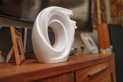 Pulvis Art Urns Adult Size Urn Handmade Cremation Urn "Zephyr" - Adult Ceramic Urn | White Matte