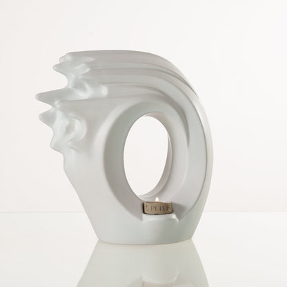 Pulvis Art Urns Adult Size Urn Handmade Cremation Urn "Zephyr" - Adult Ceramic Urn | White Matte