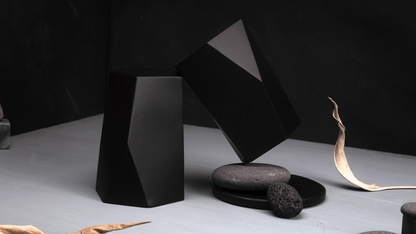 Handmade Urn "Crystal" - Stainless Steel | Black Granite - Pulvis Art Urns