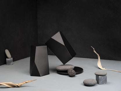 Handmade Urn "Crystal" - Stainless Steel | Dark Granite - Pulvis Art Urns