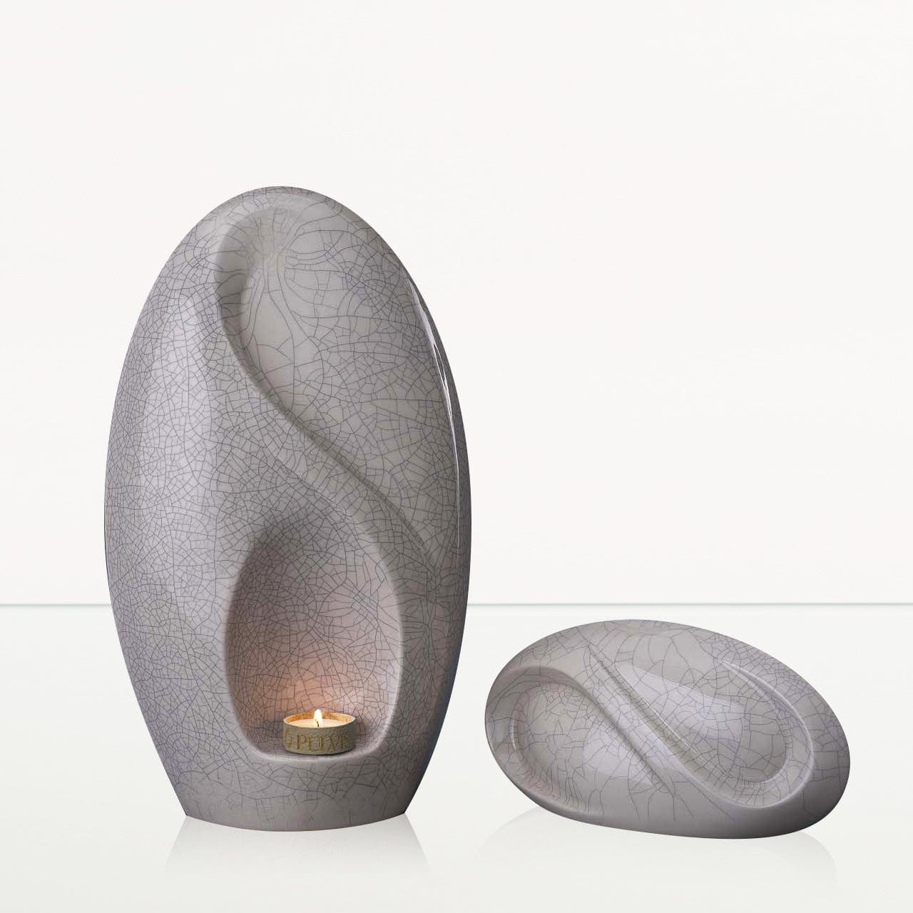 Set Of Ceramic Art Urns for Ashes "Eternity" - (Large urn + Keepsake) - Pulvis Art Urns