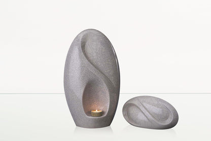 Set Of Ceramic Art Urns for Ashes "Eternity" - (Large urn + Keepsake) - Pulvis Art Urns