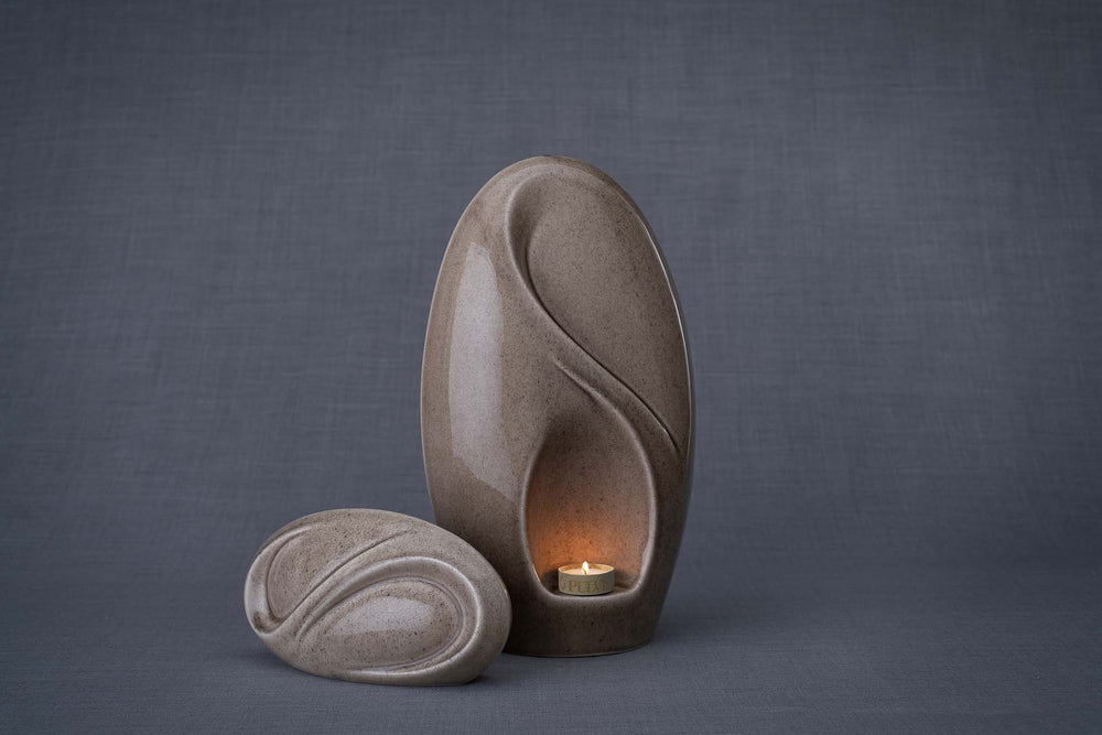 Pulvis Art Urns Adult Size Urn + Keepsake Urn Set Of Ceramic Art Urns for Ashes 