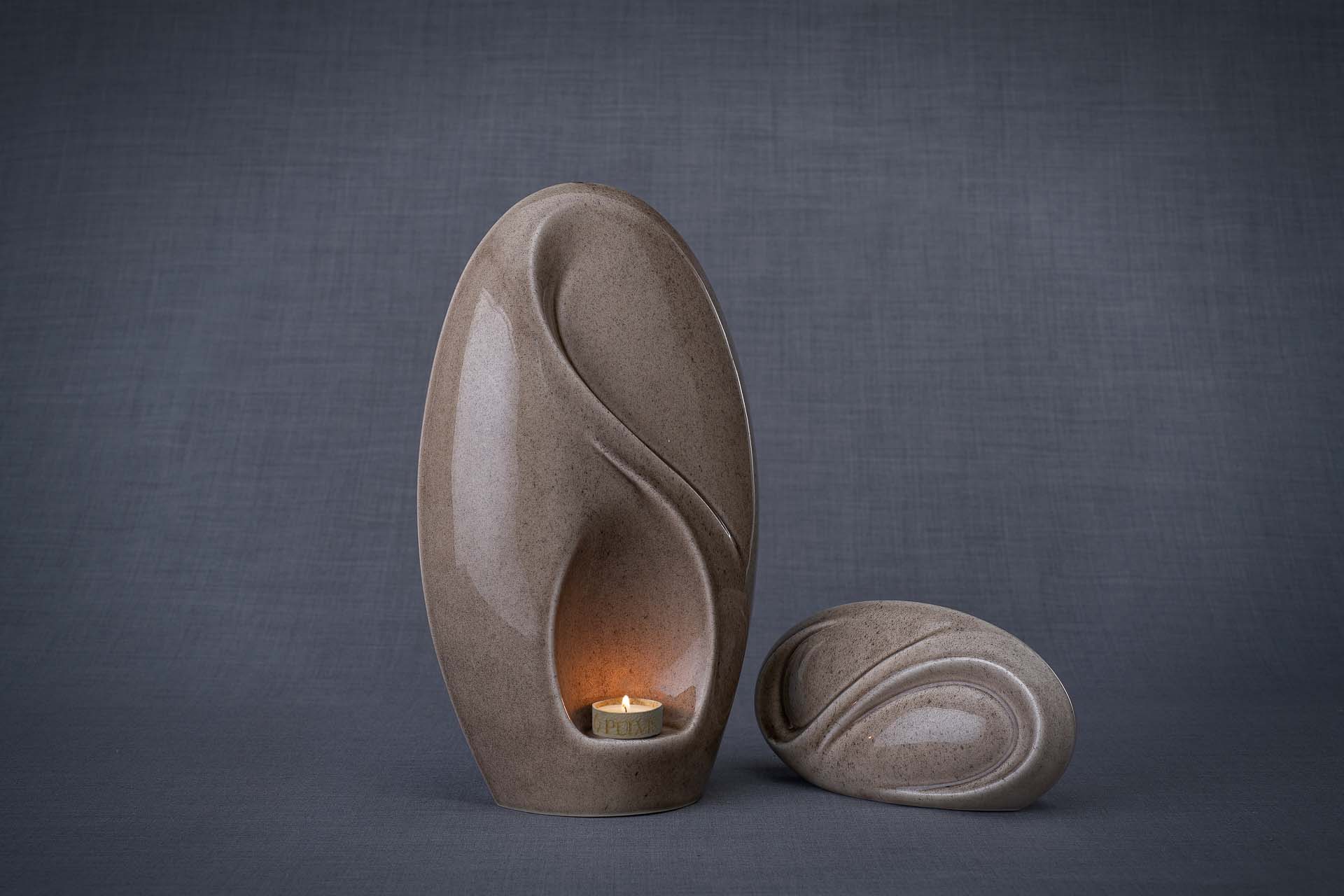 Set Of Ceramic Art Urns for Ashes "Eternity" - (Large urn + Keepsake) - Pulvis Art Urns