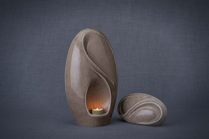Set Of Ceramic Art Urns for Ashes "Eternity" - (Large urn + Keepsake) - Pulvis Art Urns