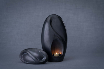 Set Of Ceramic Art Urns for Ashes "Eternity" - (Large urn + Keepsake) - Pulvis Art Urns
