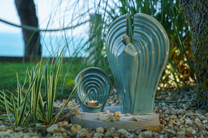 Set Of Ceramic Art Urns for Ashes "Guardian" - (Large urn + Keepsake) - Pulvis Art Urns