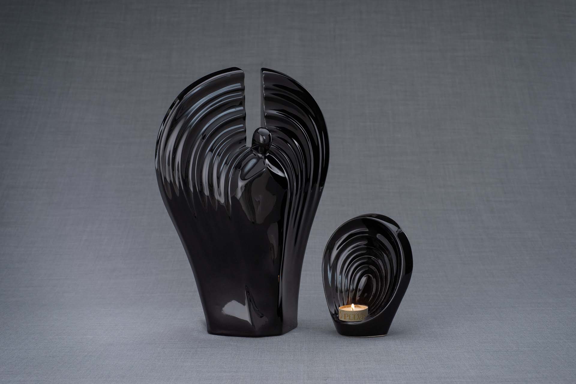 Set Of Ceramic Art Urns for Ashes "Guardian" - (Large urn + Keepsake) - Pulvis Art Urns