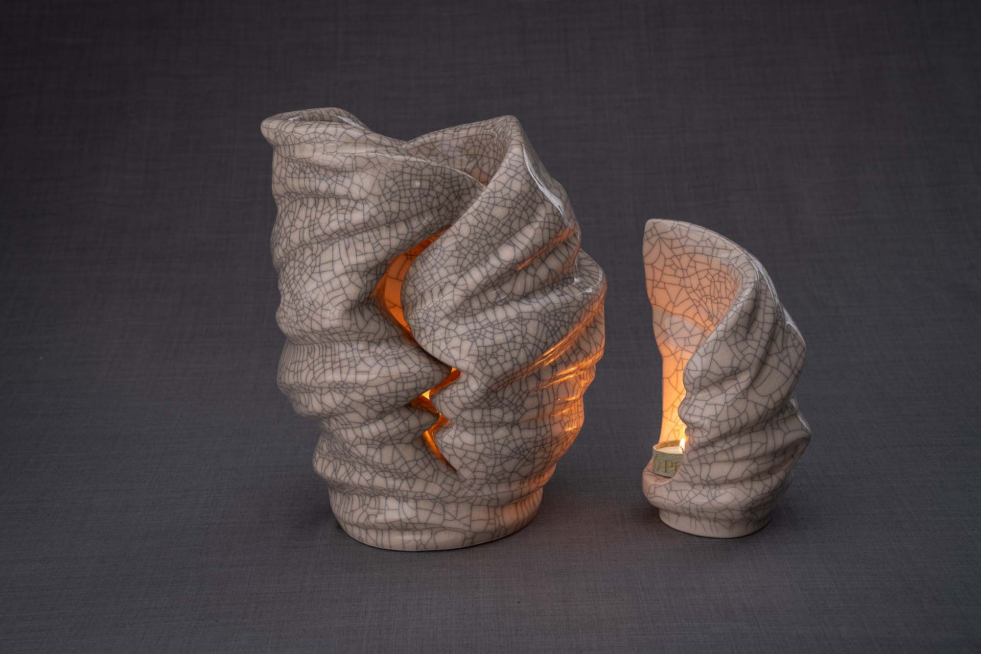 Set Of Ceramic Art Urns for Ashes "Light" - (Large urn + Keepsake) - Pulvis Art Urns