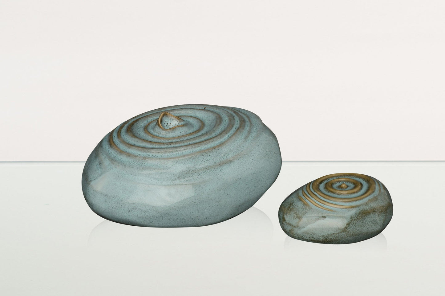 Pulvis Art Urns Adult Size Urn + Keepsake Urn Set Of Ceramic Urns for Ashes "Resonance" - (Large urn + Keepsake)