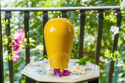 Memorial Cremation Urn "Serenity" - Large | Amber Yellow | Ceramic Urn - Pulvis Art Urns