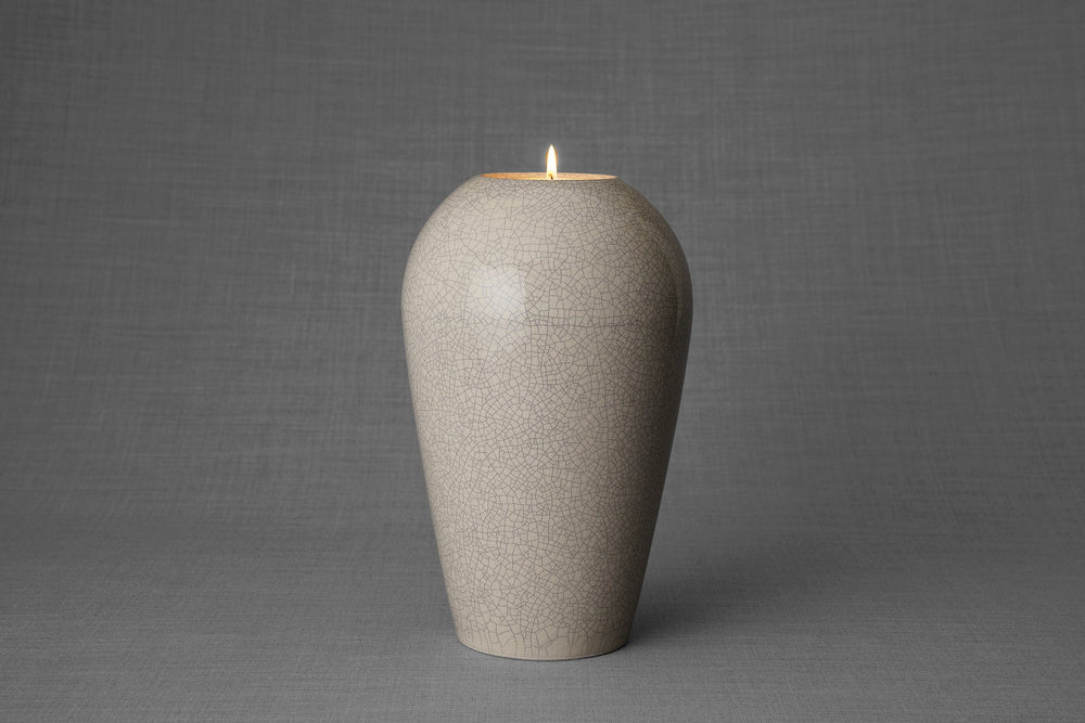 Pulvis Art Urns Adult Size Urn Memorial Cremation Urn "Serenity" - Large | Craquelure | Ceramic