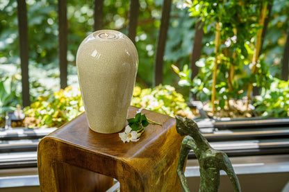 Memorial Cremation Urn "Serenity" - Large | Craquelure | Ceramic Urn - Pulvis Art Urns