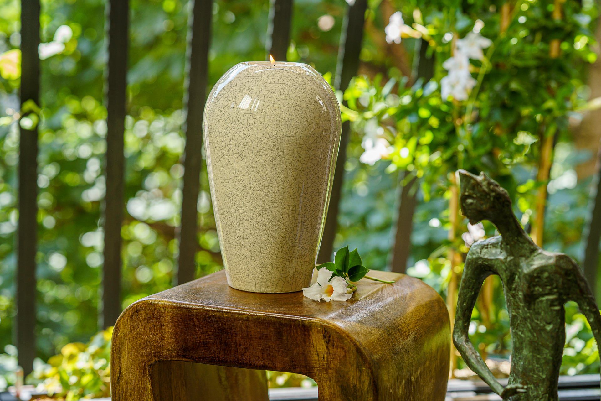 Memorial Cremation Urn "Serenity" - Large | Craquelure | Ceramic Urn - Pulvis Art Urns