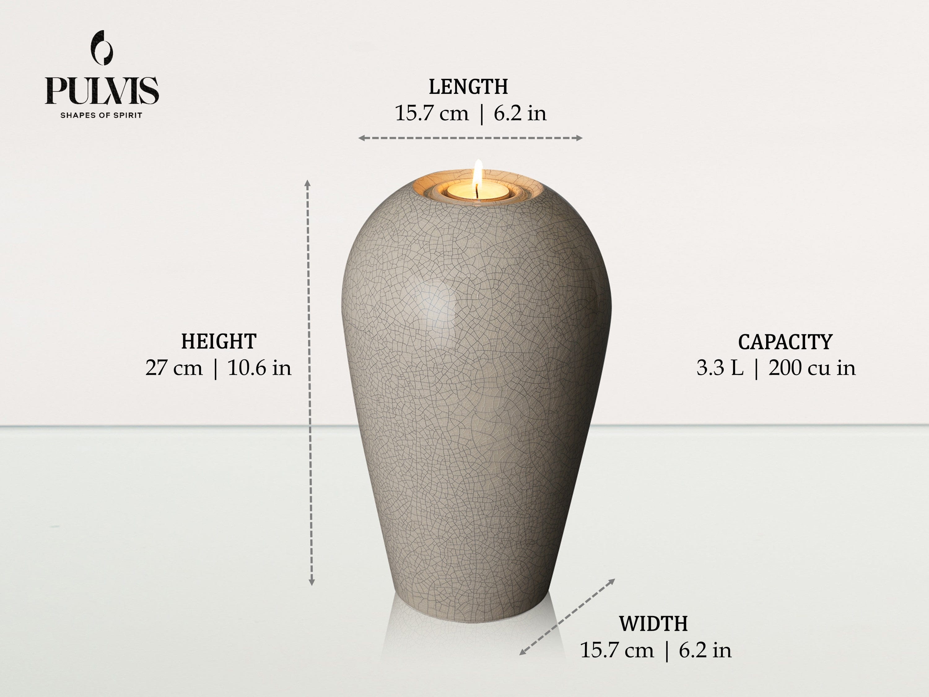 Pulvis Art Urns Adult Size Urn Memorial Cremation Urn "Serenity" - Large | Sizes